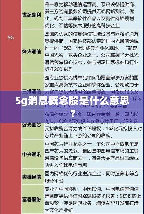 5g消息概念股是什么意思? 5g消息概念股是什么意思?