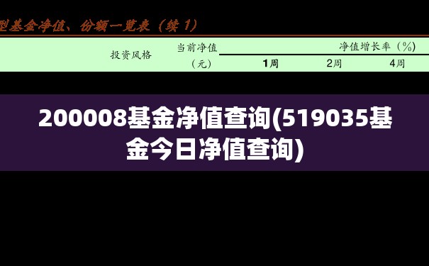 200008基金净值查询(519035基金今日净值查询)