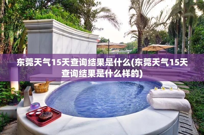 东莞天气15天查询结果是什么(东莞天气15天查询结果是什么样的)