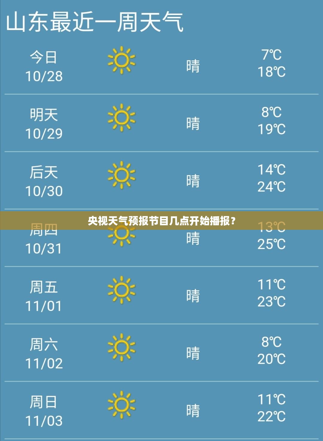 央视天气预报节目几点开始播报? 央视天气预报节目几点开始播报?