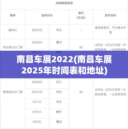 南昌车展2022(南昌车展2025年时间表和地址) 南昌车展2022(南昌车展2025年时间表和地址)