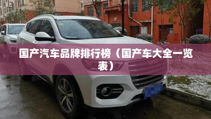 国产汽车品牌排行榜（国产车大全一览表）
