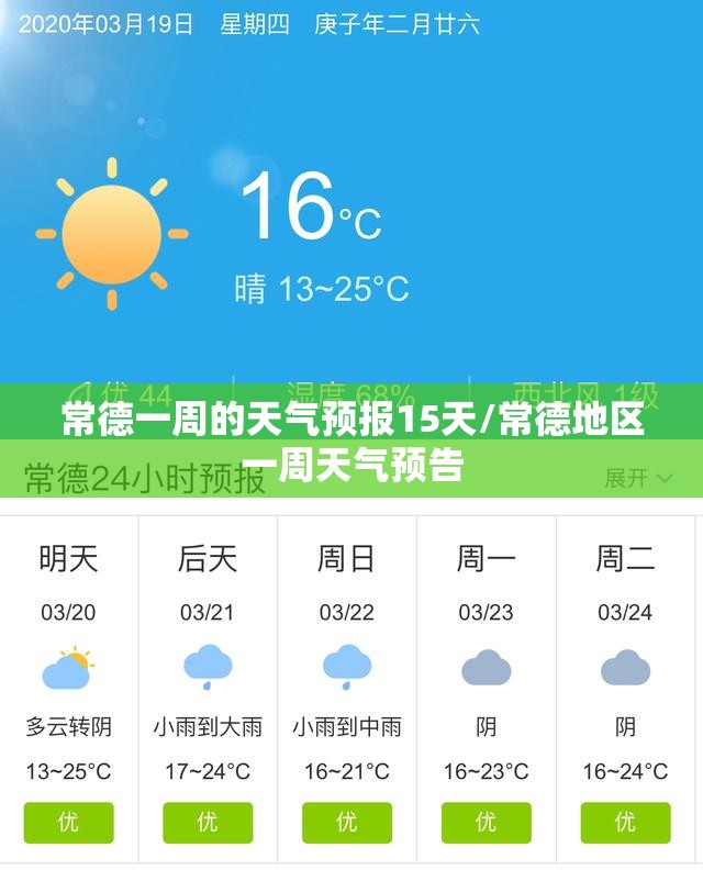常德一周的天气预报15天/常德地区一周天气预告