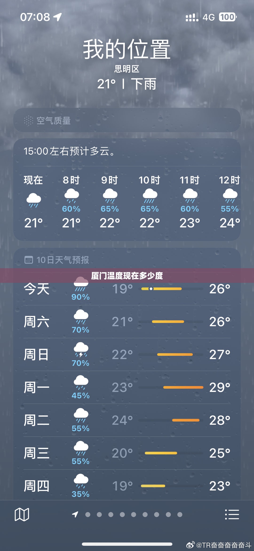 厦门温度现在多少度 厦门温度现在多少度
