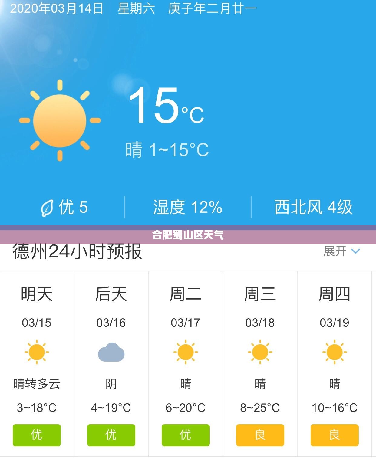 【合肥蜀山区天气,合肥蜀山区天气预报15天查询百度】