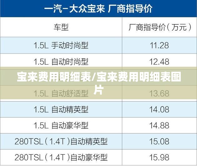宝来费用明细表/宝来费用明细表图片 宝来费用明细表/宝来费用明细表图片