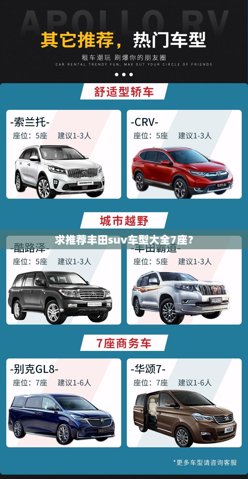 求推荐丰田suv车型大全7座？