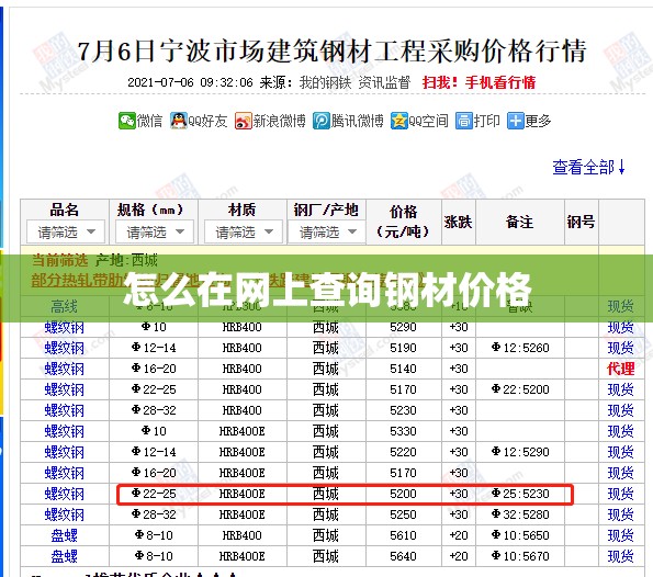 怎么在网上查询钢材价格