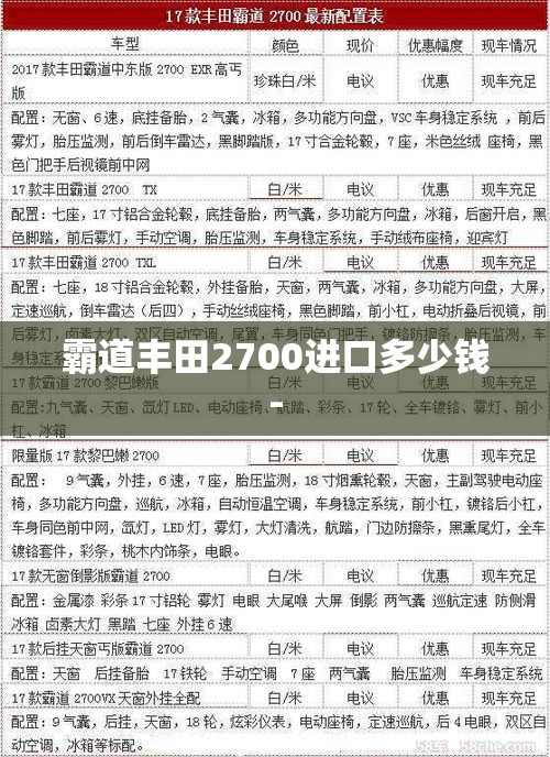 霸道丰田2700进口多少钱-