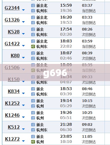 g696/g696次列车时刻表 g696/g696次列车时刻表