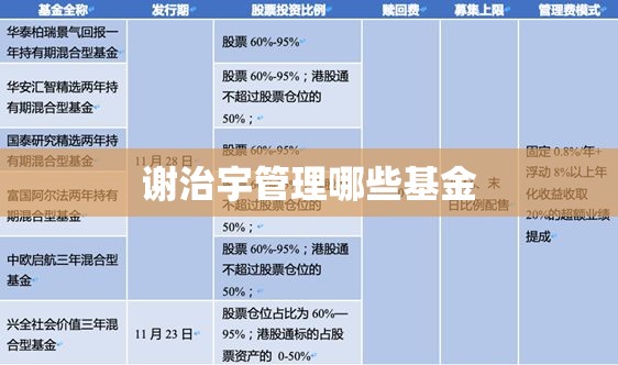 谢治宇管理哪些基金 谢治宇管理哪些基金