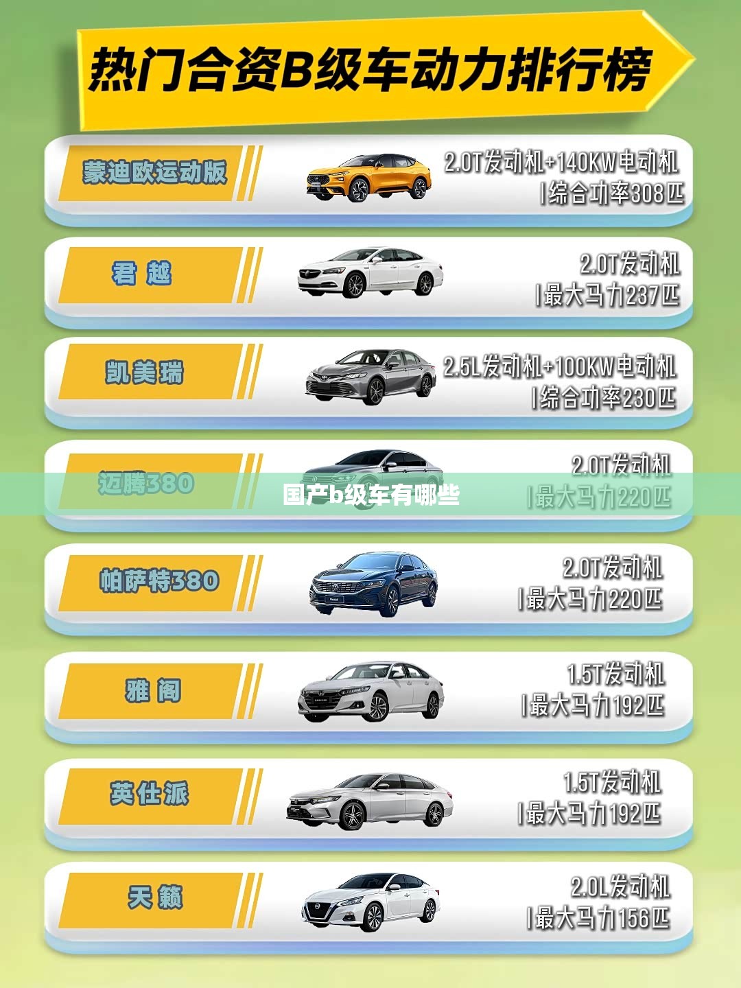 国产b级车有哪些 国产b级车有哪些