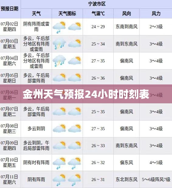 金州天气预报24小时时刻表